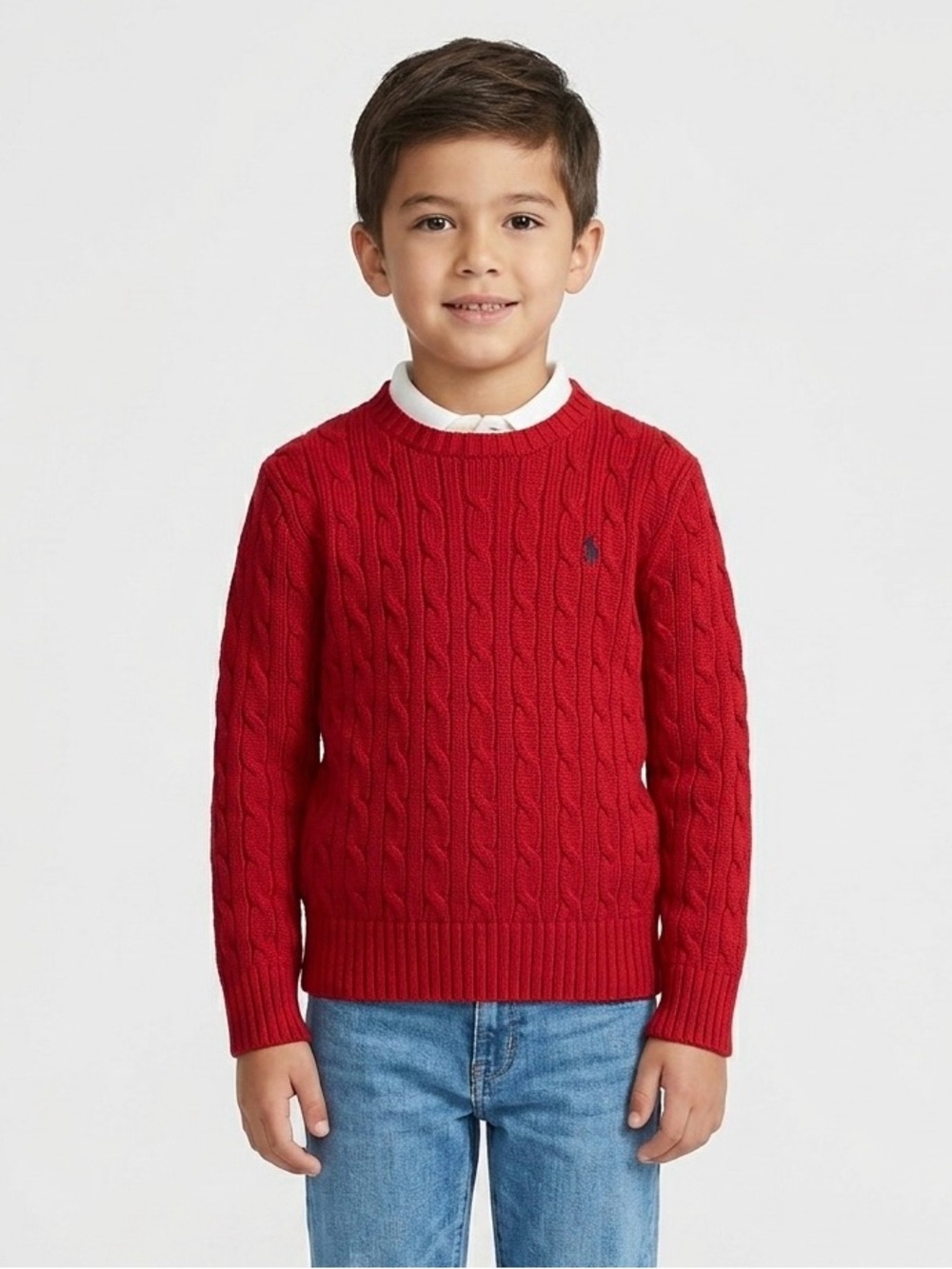 NWOT polo by Ralph Lauren Red Cable-Knit Crewneck Sweater
